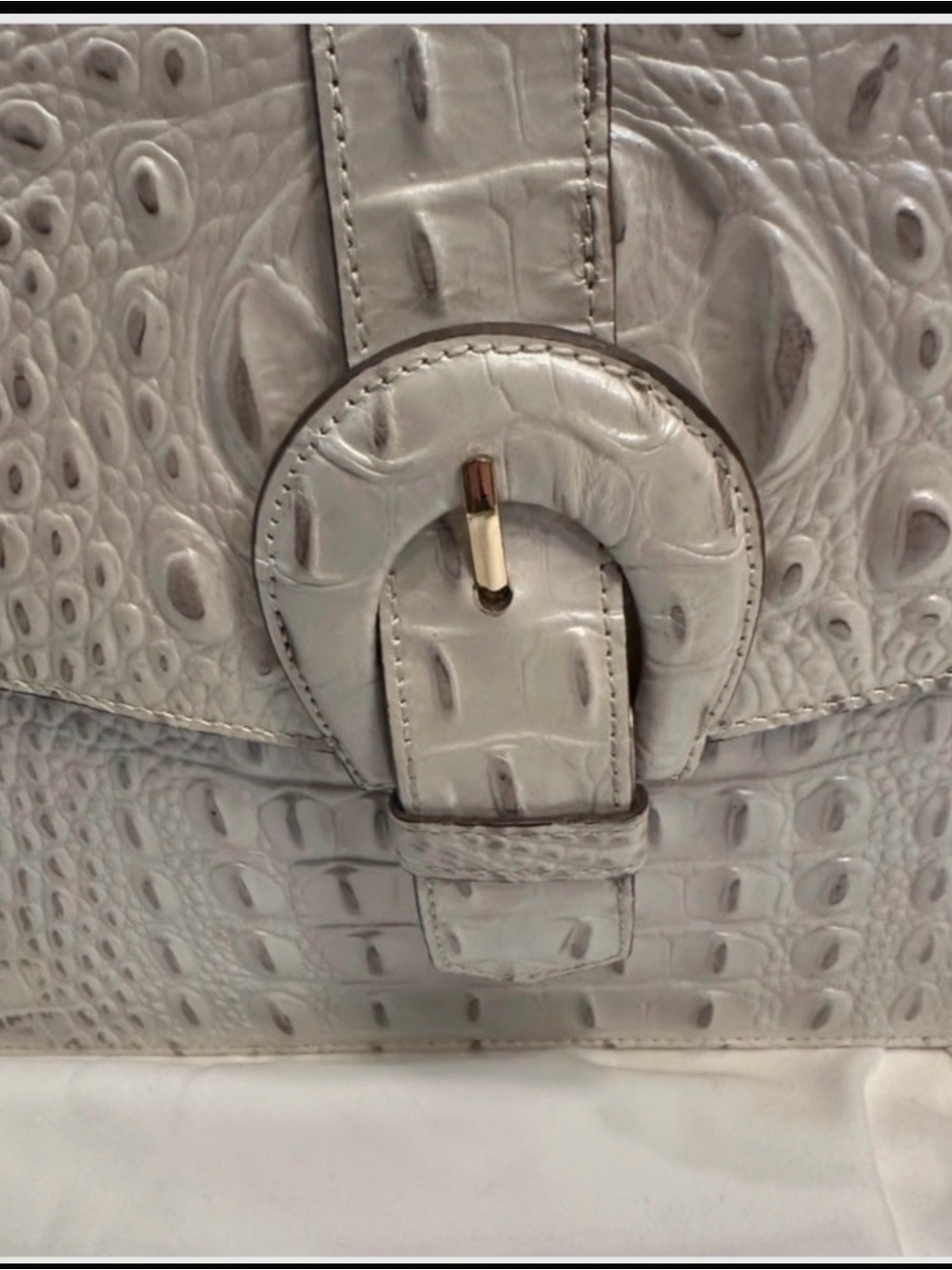 Brahmin Ivory Croc-Embossed Leather Satchel with Top Handle - Picture 4 of 14